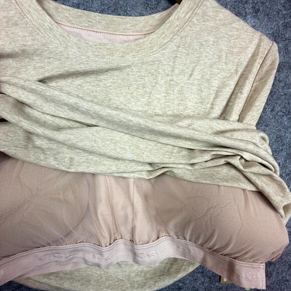 OGL Move Brami Top Womens 2XL Heather Tan Lyocell Wool Banded Hem Built in Bra - Picture 7 of 7